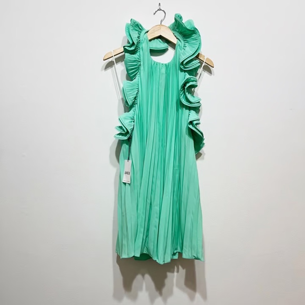 AMUR Mint Green Pleated Dress. New.